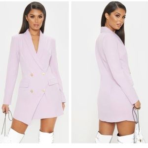 Lilac Gold Button Blazer Dress